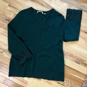 Soft Surroundings Dark Green 3/4 Sleeve Sweater